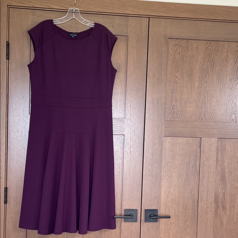 Lands' End Plum Fit-and-Flare Midi Dress